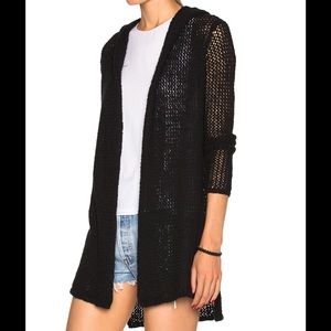 James Perse Open Stitch Hooded Cardigan